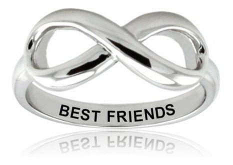 Anillo infinito grabado Best Friends de plata de ley TIONEER