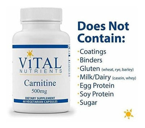 Vital Nutrients - Carnitine 500 Mg - Cardiovascular And Fat