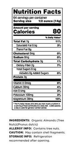 Almendras Orgánicas Sin Pasteurizar