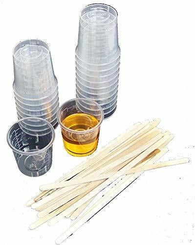 20 Copas Graduadas De 2 Oz Y 20 Palitos Para Mezclar