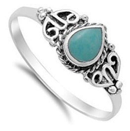 Anillo De Moda Celta Simulada Turquesa Vintage