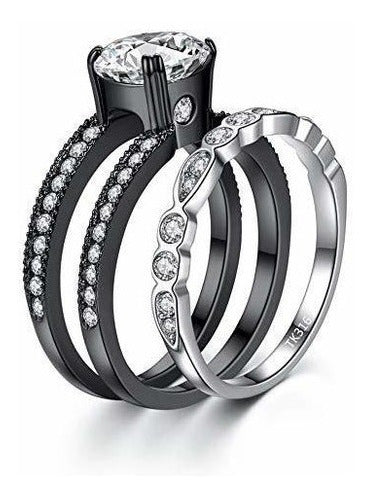 Mabella Cz Conjuntos De Anillos De Compromiso De Alianzas