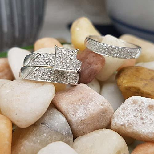 Juego De Trío De 0.75 Quilates De Plata Esterlina