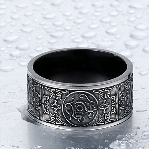 Anillo De Acero Inoxidable Negro Vintage Para