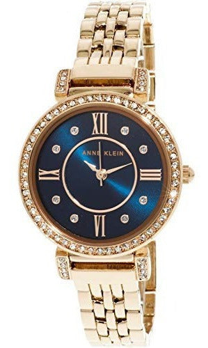 Reloj Con Brazalete De Oro Rosa Acentuado Con Cristales