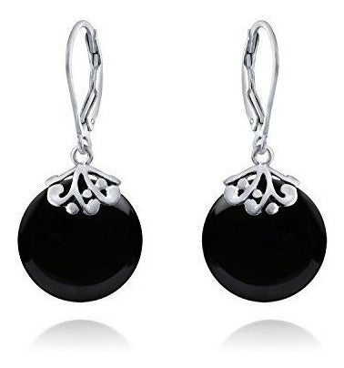 Pendientes de Gemas Planas Redondas Para Mujer