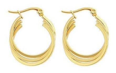 Edforce Pendientes De Aro Triple Superpuestos Chapados En