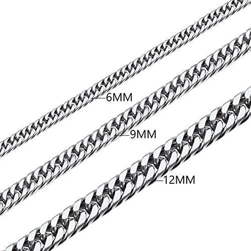 U7 Hombres Hip Hop Chunky Cadena De Acero Inoxidable / negro