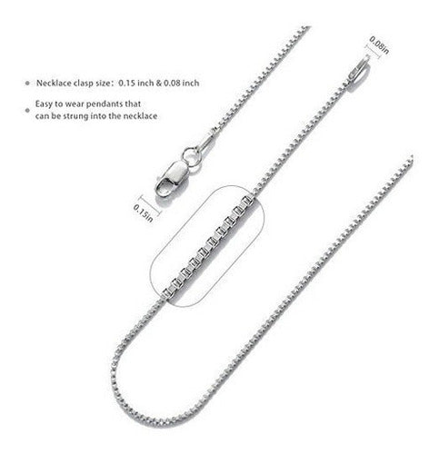 24 Pulgadas Collar De Cadena De Caja De 0.8 Mm 925 Collar