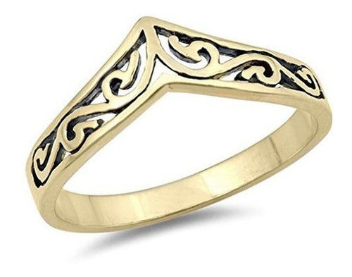 Anillo De Pulgar Con Filigrana De Chevron En Tono De Oro