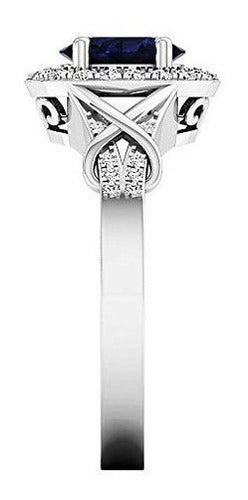 Anillo De Compromiso De Halo Nupcial Con Diamantes De Talla