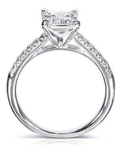 Anillo De Compromiso Esmeralda Moissanite Con Diamante 1 7/8