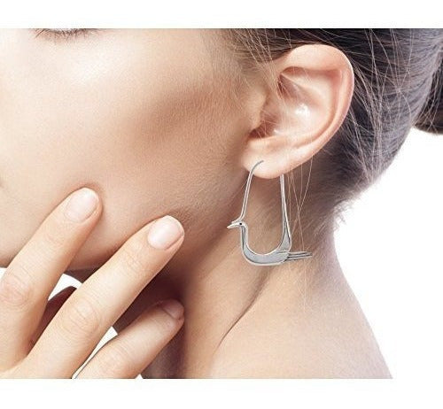 Pendientes De Aro Con Diseño De Pájaro De Plata 0.925