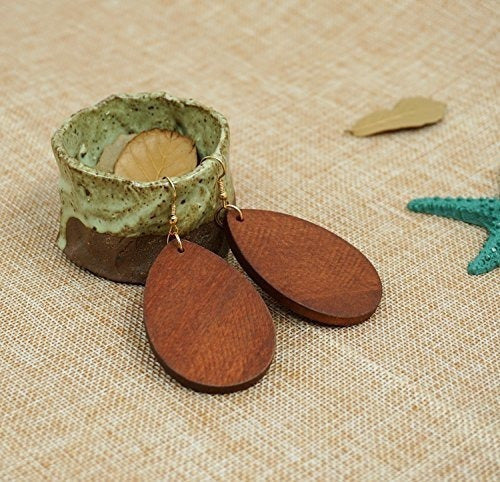 Pendientes De Madera Natural Wowanoo Pendientes Geométricos