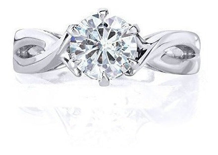Anillo De Compromiso Redondo Moissanite Solitario 1 Ctw Oro