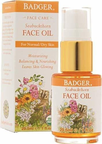 Aceite facial Badger Seabuckthorn - Botella De Vidrio De 1 Oz