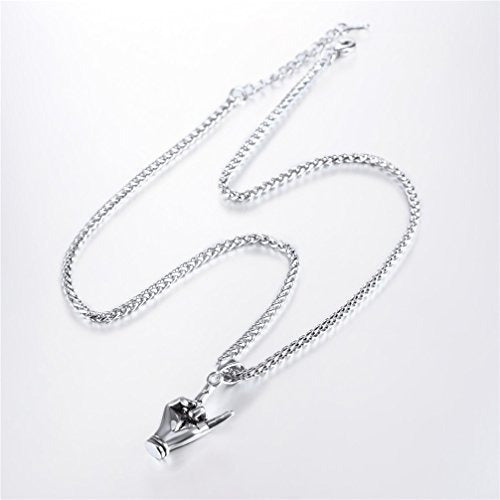 Collar con dije de cuerno de acero inoxidable