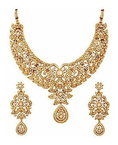 Juego de collar y pendientes para mujer en tono dorado