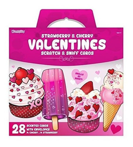 Tarjetas para raspar y oler de fresa y cereza - 28 unidades