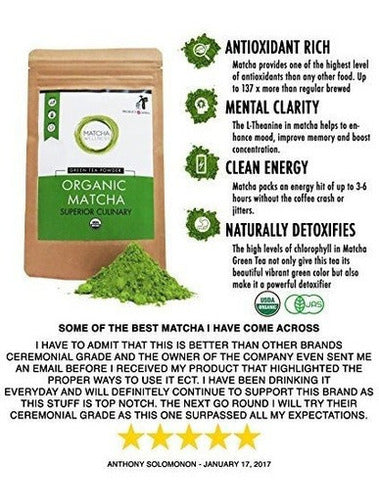 Polvo de té verde Matcha Culinario superior Usda Organic