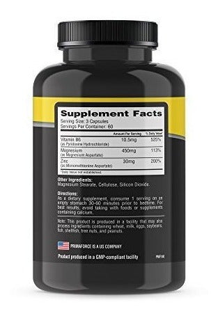 Suplemento Primaforce Zma, 180 Cápsulas: Aumenta La Fuerza