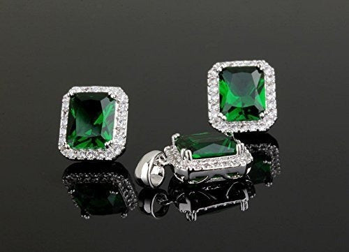 Conjunto Con Cristales De Circonita Verde Esmeralda Simulada