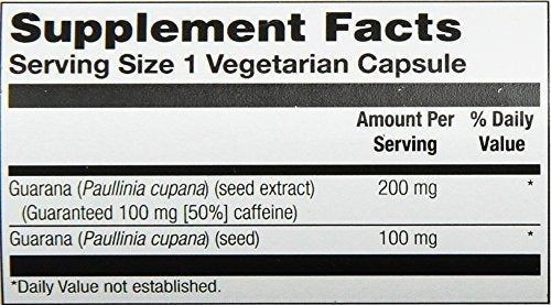 Suplemento De Extracto De Semilla De Guaraná Solaray, 200