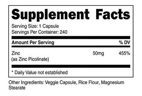 Nutricost Picincinato De Zinc 50 Mg, 240 Cápsulas