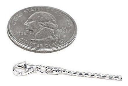 Collar De Cadena De Caja Redonda De Plata Esterlina 925 De