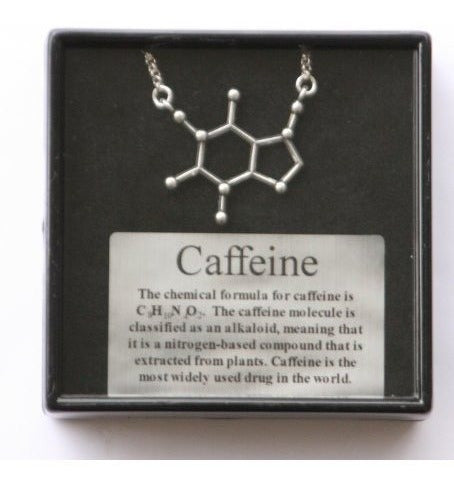 Collar Moldeado De La Molécula De Cafeína De Plata Esterlina