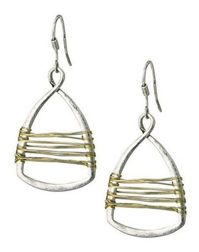 Plata Con Alambre De Oro Pendientes De Lágrima De Envoltura