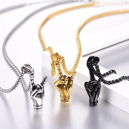 Collar con dije de cuerno de acero inoxidable