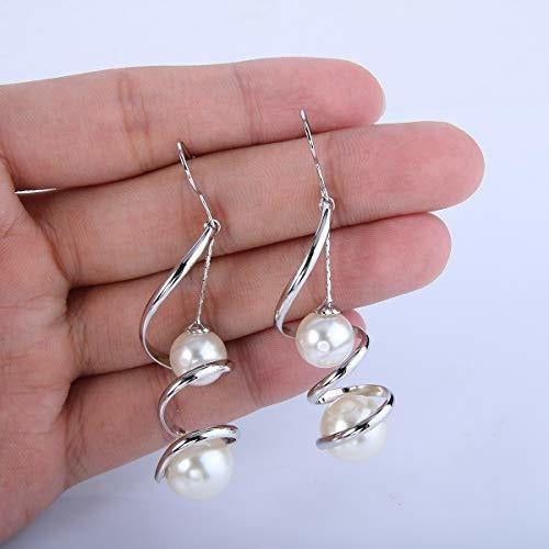 Elequeen Mujer Marfil Color Perla Simulada Largo Alambre