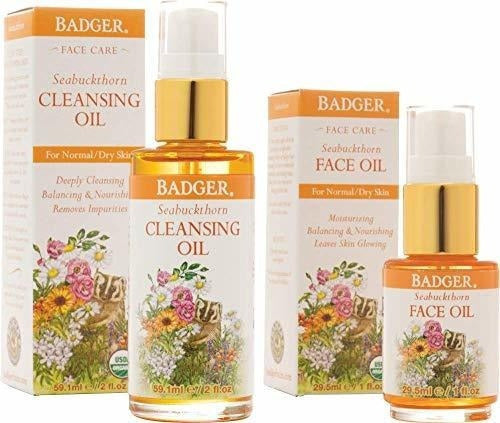 Aceite facial Badger Seabuckthorn - Botella De Vidrio De 1 Oz