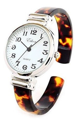 Reloj De Pulsera Con Brazalete De Plata Y Acrílico