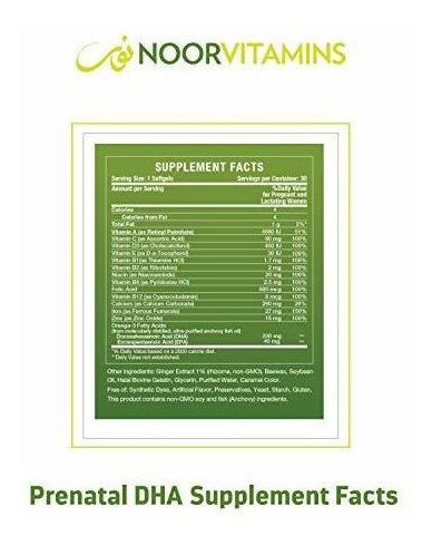 Vitaminas prenatales con DHA 30 Cápsulas Blandas