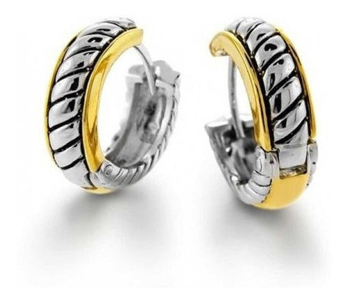 Pendientes De Dos Tonos De Cuerda De Cable Vieira Huggie