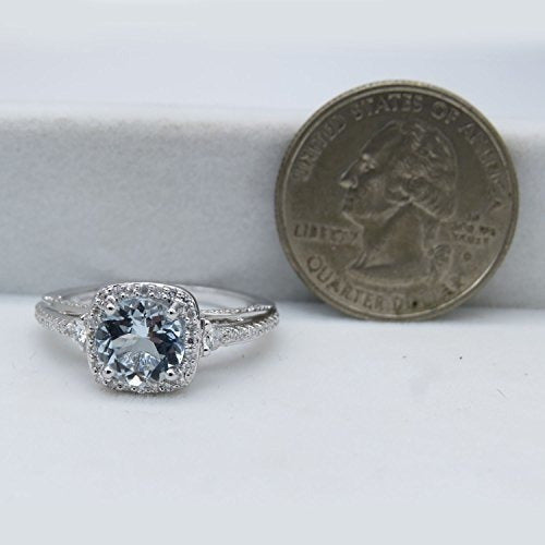 Anillo De Compromiso De Halo De Oro Blanco De 14k