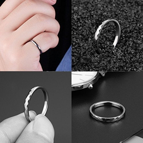 Anillos de boda de tungsteno multifacéticos Bandas de plata