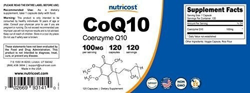 Nutricost Coq10 100 Mg, 120 Cápsulas Vegetarianas, 120