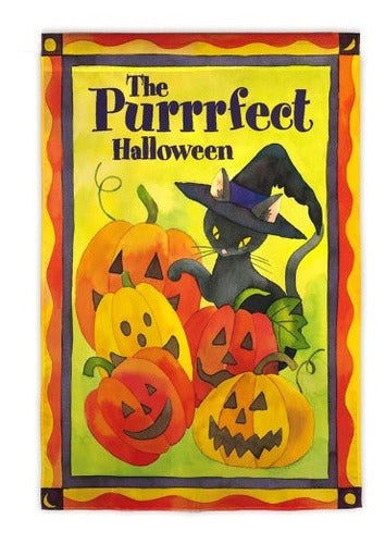 Day Glow Kitty Cat Purrrfect Halloween Decorativo 13 X 18