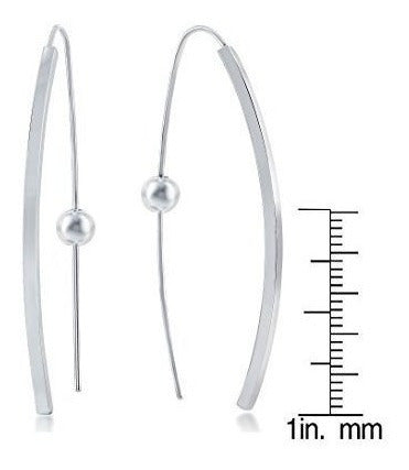 Pendientes Roscados De Barra Curvados Italianos De Plata