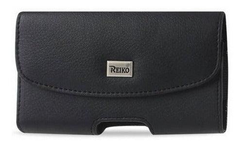 Funda De Cuero Negra Horizontal Con Clips