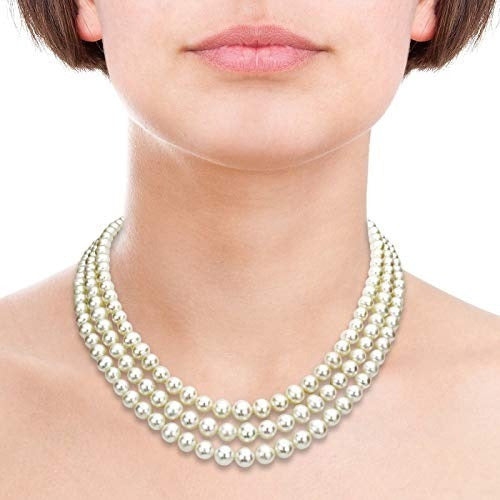 Collar De Perlas De Gran Brillo, Cultivadas En Agua Dulce,