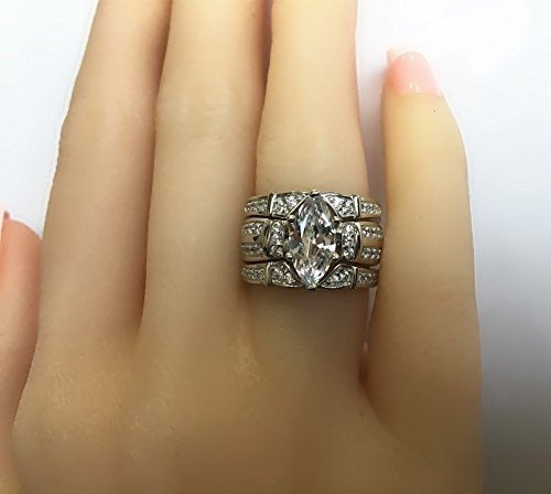 rio Anillo de boda de plata de ley con circonita cúbica