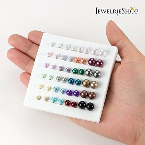 Jewelrieshop Pendientes De Perlas De Imitación Para Mujer Set Pendientes