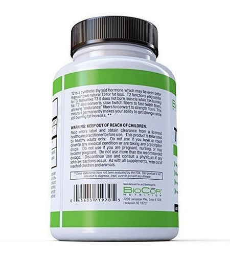 Quemador de grasa sin estimulantes de tiroides Thyro-t2 de Biocor Nutrition