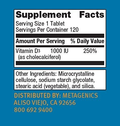 Metagenics, D3 1000, 120 Comprimidos