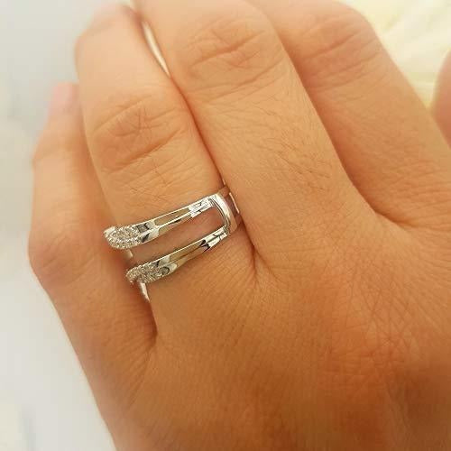 14k Oro Blanco Diamante Redondo Banda