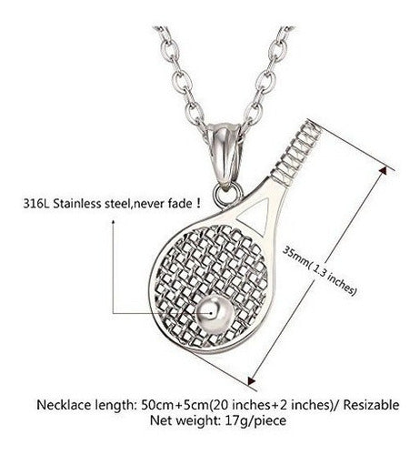 U7 Collar De Cohete De Tenis Cadena De Acero Inoxidable Y